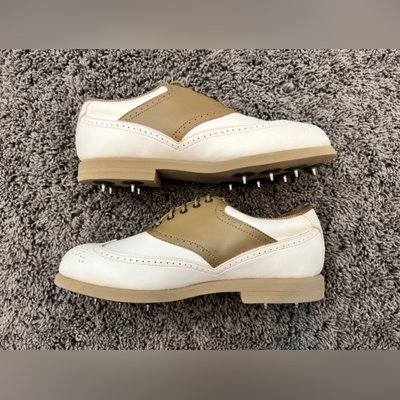 Footjoy GreenJoys Womens Size 8M Wingtip Golf Shoes White Brown Style 48868 - Picture 6 of 10